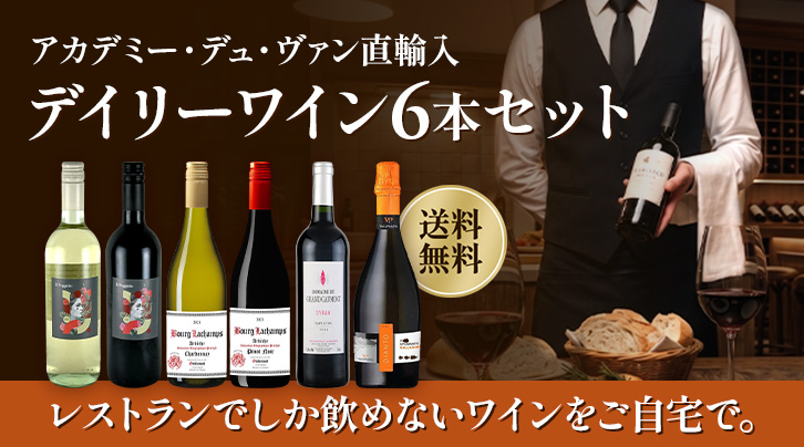 アカデミー・デュ・ヴァン直輸入&nbsp;デイリーワイン6本セット&nbsp;送料無料&nbsp;レストランでしか飲めないワインをご自宅で。